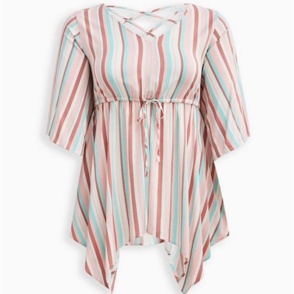 Torrid Babydoll Stretch Challis Dolman Sleeve Tunic Top Size 00